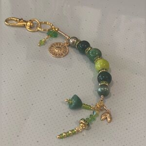 Handbag Green and Gold Beaded Bag Charms. Perfect for St. Patty’s Day! 7 inches